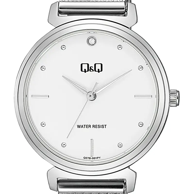 Q&Q Japan Quartz White Dial Silver-tone Ladies Watch- Q27B-001PY